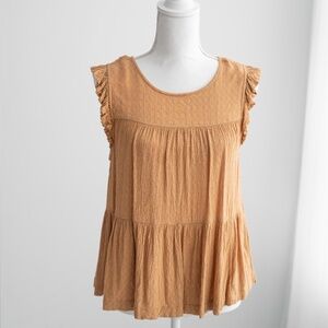 American Eagle Ruffle Babydoll Tank Carmel